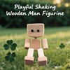 Shaking Wooden Man Figurine, 3.2inch Handmade Shaking Feet Wooden Doll,