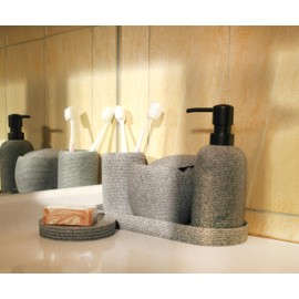 Lutong 5-Pieces Bathroom Accessory Set - Lotion Dispenser/Tumbler/Tray/Cotton Canister/Soap Dish