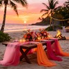 Whaline 3Pcs Chiffon Table Runner 10 Ft Sheer Table Cover