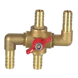 Joywayus All Solid Brass Body Automobile Integrated 4-Way Heating Water Manual Control Valve 3/4” (19mm) OD Barb