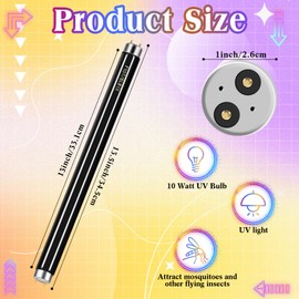 Qualirey 2 Pack Bug Zapper Replacement Bulbs, 13 Inch T8 10w Bug Light Bulbs Black Mosquito Tubes Fly Zapper Tubes for 20w Electronic Fly Lamp Indoor Outdoor Summer