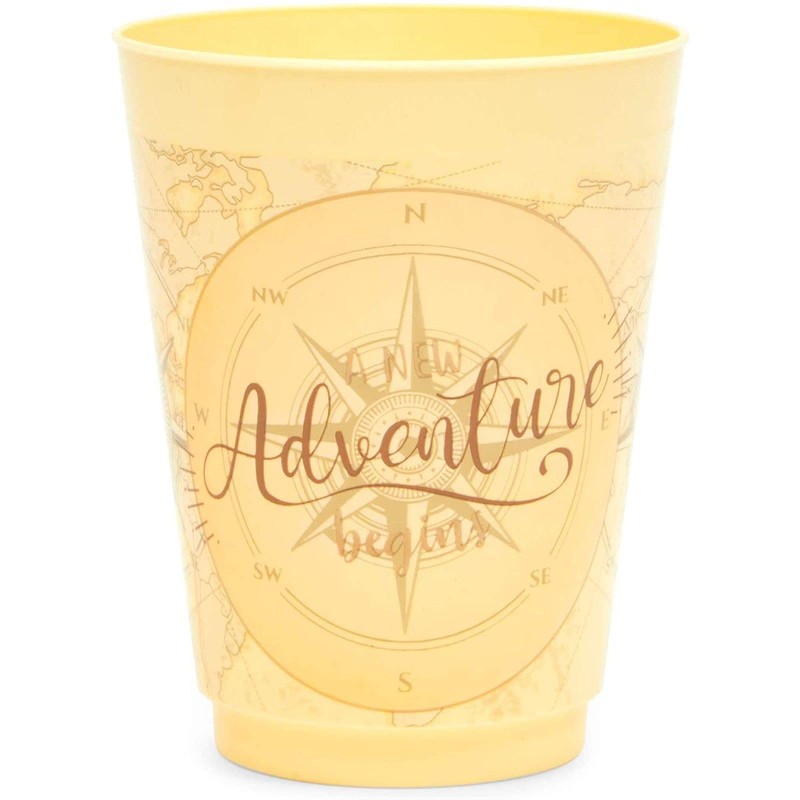 Sparkle and Bash Travel-Themed Plastic Party Cups - Compass Design