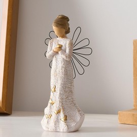 NAN ZAI NAN FANG Sympathy Angel Figurines for Loss of Loved Ones Angel Statues Home Decor Serenity Prayer Gifts for Women Resin Sculpted Hand-Painted Figure Bereavement Gift Idea Praying Hands Statue