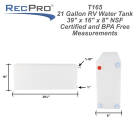 RecPro RV Fresh Water Tank 21 Gallon for Drinking and Potable Water | 39.25" x 8" x 16" | Fresh or Gray Water Plastic Storage | Made in America