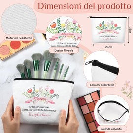 Xuniea 2 Stück Geschenkset zum Muttertag Reise Kosmetiktasche Schlüsselanhänger mit Gravur Dankeschön Ostern Geburtstag Geschenk für Mama Kulturbeutel für Damen Blumen Schlüsselanhänger