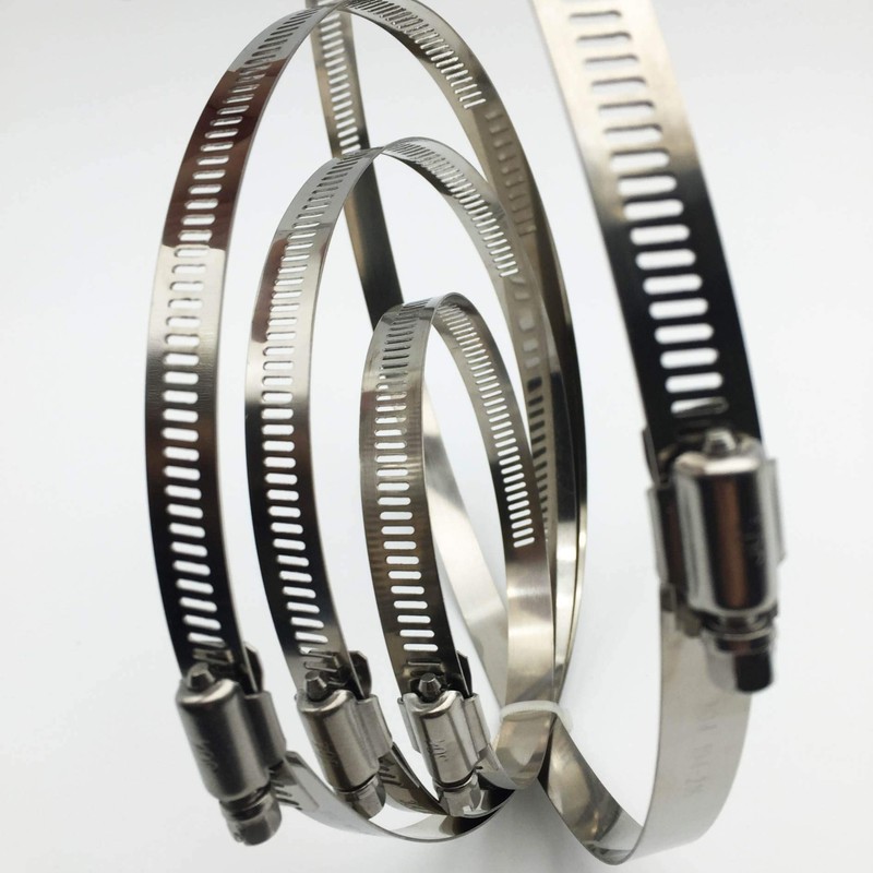 EesTeck 2Pcs 12"(Diameter) Adjustable 304 Stainless Steel Duct Clamps Hose