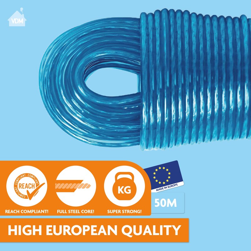LAUNDRYSpecialist Washing line 50 meters with steel core - MADE
