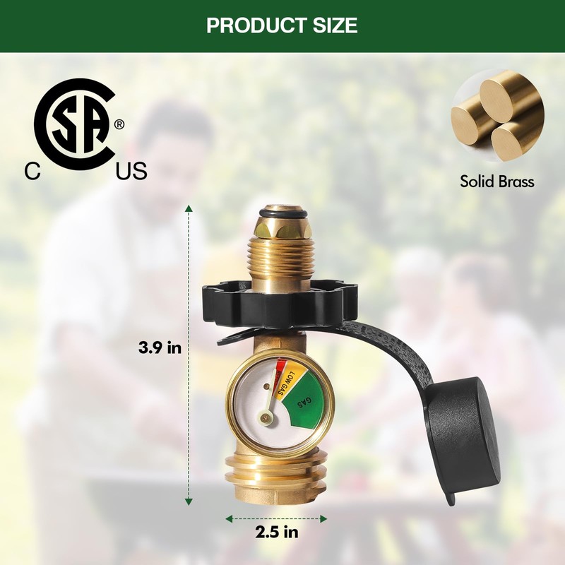 100 lb Propane Tank Adapter with Gauge, Universal Fit POL