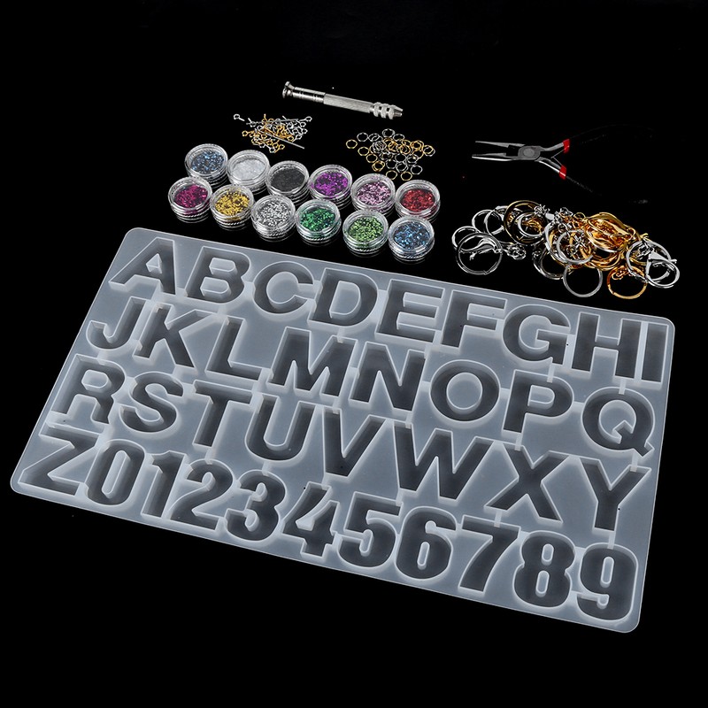 Crystal Epoxy Mold Kit DIY Alphabet Number Silicone Mould Necklace