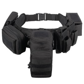CrogaGear Tactical Belt Quick Release Adjustable Molle for Law Enforcement 7 in 1 Set (BK)