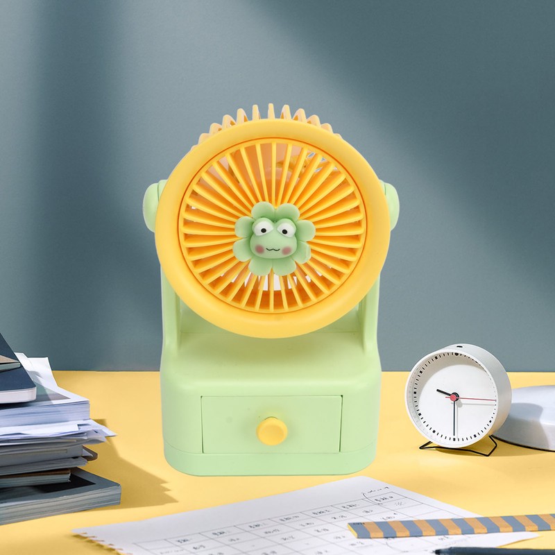 Desk Fan USB Charging Adjustable Angle Cute Portable Multifunction Air