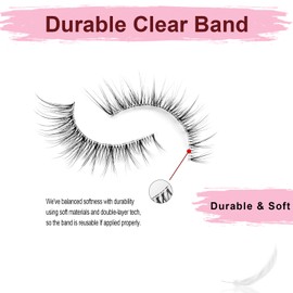 SONAFEEL Natural Lashes Wispy Cat Eye - Lightweight Reusable Clear Band Strip Lashes, 10 Pairs Pack, Faux Mink False Eyelashes Natural Look