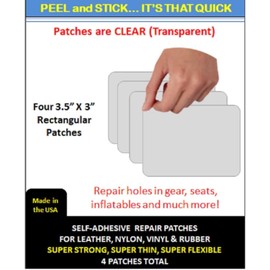 RipFix Repair Patches (Clear) Self-Adhesive - Super Strong, Super Flexible, Super Thin (4 Patches Total) (4 Rectangle Patches)