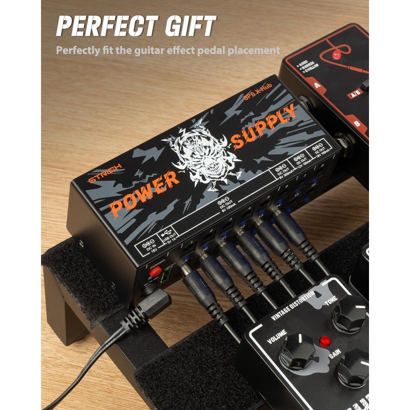 STRICH SPS X-Hub Guitar Pedal Power Supply for 9V/12V/18V, 100mA