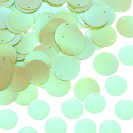 MECCANIXITY 100 Pcs Flat Round Sequins 25mm/1 Inch Loose Paillettes Craft Sewing Sequins with Single Side Hole for DIY Embroidery Clothing Jewelry Making, AB Light Green