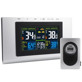 Generic Colorful Weather Station, Wireless Indoor Outdoor Thermometer Hygrometer with Dual Screen Display, LCD Weather Forecast Station, for Baby Room Bedroom Kitchen Living Room