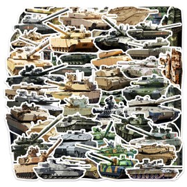 50PCS Military Stickers Pack for Kids, Tank Vinyl Waterproof Stickers, Army Tank Decals for Water Bottles Skateboard Laptop Luggage Party Supplies