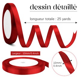 Red Ribbon 10mm Christmas Ribbon 23m Red Ribbons for Gift Wrapping Ribbons for Crafting Red Ribbon Christmas Hair Ribbon Red Satin Ribbon Red Ribbon for Hair, Birthday, Wedding, Party Decorations