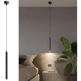 JBZ LED Pendant Light with Height Adjustable, 3000K Pendant Lighting for Kitchen Island, Modern Cylindrical Chandelier for Hallway, Bedroom, Dining Room, Bar, Living Room Lighting (30cm/0.98ft)