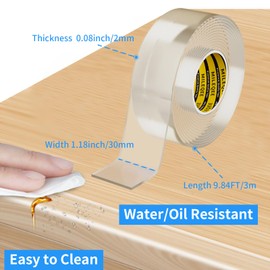 Clear Edge Protector Strip, 1.18in x 9.84FT, Sharp Edge Wrap Cover Tape, Self Adhesive Protective Bumper Corner Guards for Cabinet Door Desk Glass Table Bed Furniture, Kitchen Countertop, Waterproof