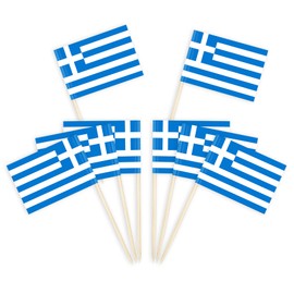 Greek Flag 100 Pack Greece Toothpick Flags Food Labels for Party Buffet Charcuterie Boards Accessories Decorative Toothpicks for Appetizers Greek Party Decorations Cupcake Topper Sticks Food Signs