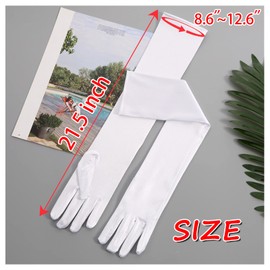 Andiker Women's Long Evening Gloves, Satin Elbow Opera Party Dance Gloves (White)