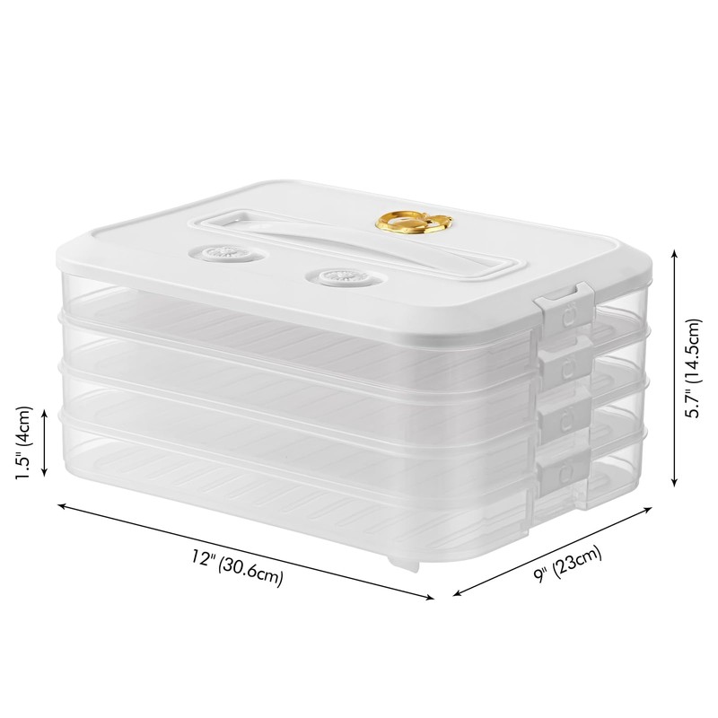Lunhoo 4 Layer Dumpling Box, Food Storage Containers with Lid