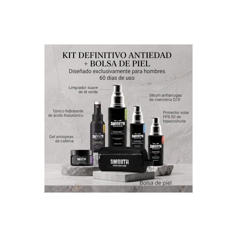 Smooth Kit Anti Edad Cuidado Facial Hombres Bolsa Viaje Productos