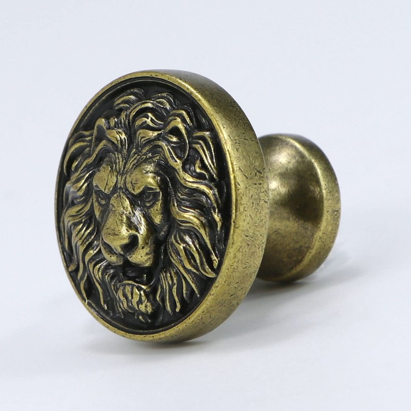 Cabinet Knobs Antique Lion Head Drawer Pulls Gold Animal Knobs