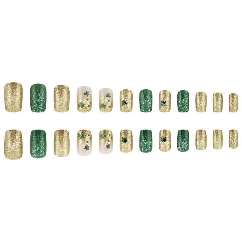 24 Pcs St. Patrick's Day Press on Nails Medium Square