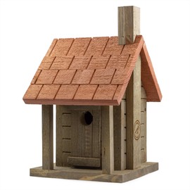Uncle Dunkels Log Cabin Wren Birdhouse; Artisan-Crafted Wood Shelter for Small Birds