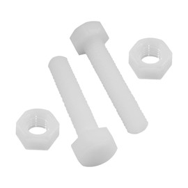 Piutouyar 20 Pair M8x40mm White Nylon Hex Bolts Plastic Hex Nuts Full Thread Hex Head Screws and Nuts Set