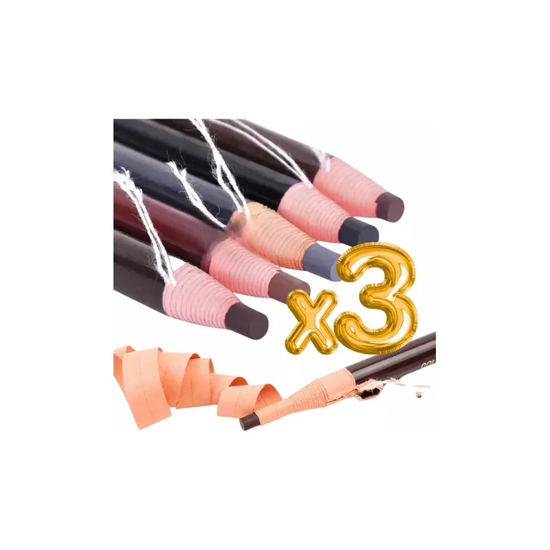 Lápiz Delineador Cejas Microblading Waterproof Café Medio x3 Universo en