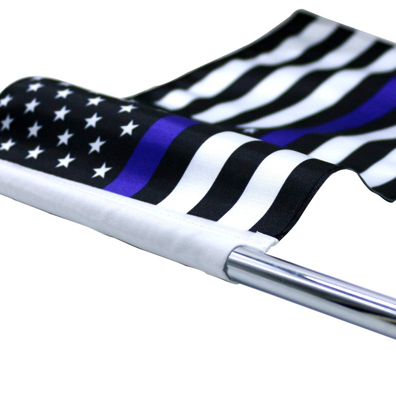 Motorcycle American Flag 7"x10" Thin Blue Line Flag Double-Sided Motorcycle