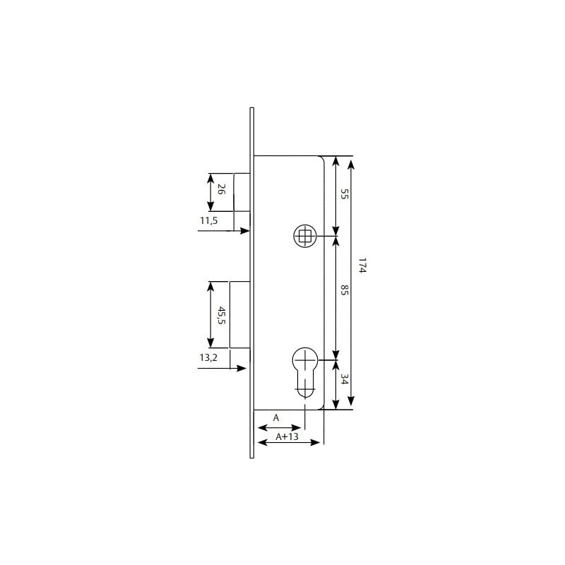 Tesa Assa Abloy 4210303 or Lock Monopunto for Pefiles 2210