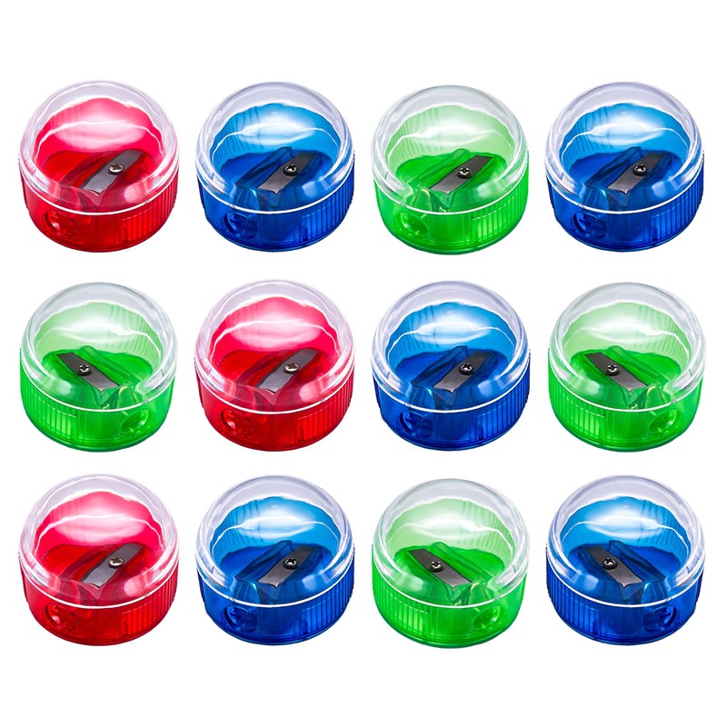 D.RECT Single Plastic Pencil Sharpener with Container Round Pack of