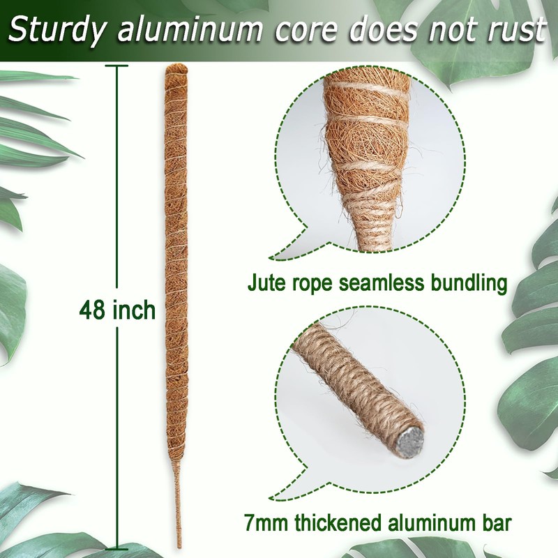48 Inch Moss Pole, Bendable Moss Pole for Plants Monstera,