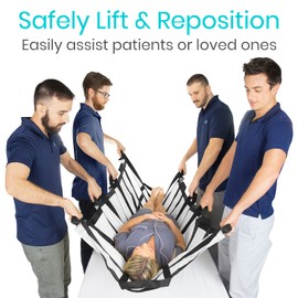 Vive Transfer Blanket with Handles 77” x 38.5” - Bed Positioning Pad, Straps - Reusable, Washable Patient Lifting Device Body Lift, Turning, Sliding Moving - Caregiver, Family Aid, Bedridden, Elderly