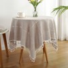 Hpxrom Lattice Rustic Farmhouse Tablecloth Cotton Linen Light Brown Dust-Proof