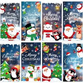 8 Pcs Christmas Fluorescent Light Covers with 80 Magnets Decorative for Classroom Ceiling Light 4x2 Feet Magnetic Filter Easy Install for Office Hospitals & Home Drop Ceiling Supplies(Santa Claus)