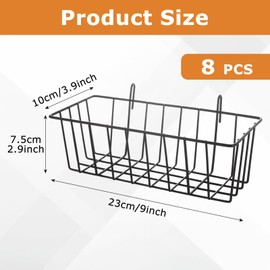 LOPYXBR 8 PCS Black Wire Baskets for Wall Basket Storage Metal Baskets for Organizing 9x4x3 Inch Wire Hanging Baskets for Organizing Kitchen,Home Decor, Bathroom