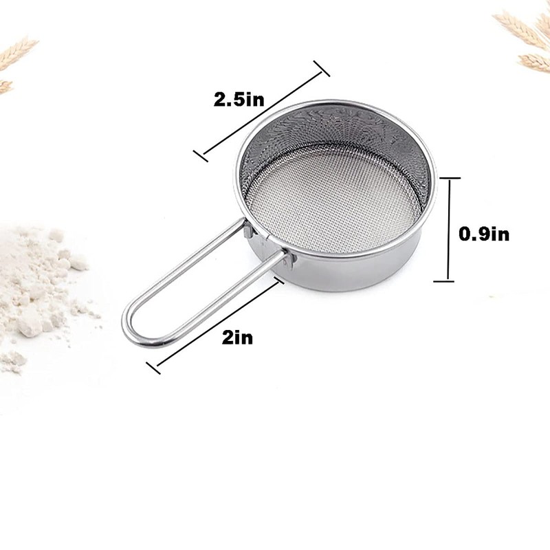 Dadamong 2-Pack Mini Flour Sifter for Baking, Flour or Powdered