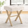 LUE BONA Square Linen Makeup Stool, Metal X Legs, Small