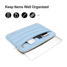 MOSISO Puffy Laptop Sleeve Compatible with MacBook Air/Pro, 13-13.3 inch Notebook, Compatible with MacBook Pro 14 inch M3 M2 M1 Chip 2024-2021, Polyester Horizontal Bag with Small Case, Air Blue
