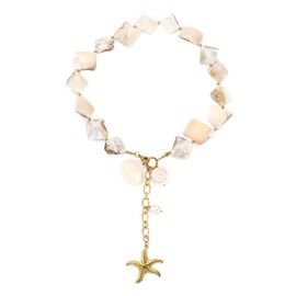 Nuvielle Exaggerated Irregular Shell Pendant Necklace for Women Stainless Steel Ocean Starfish Jewelry Trendy Boho Beach Clavicle Necklace 16-18 Inch Adjustable Hypoallergenic