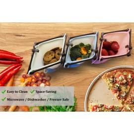 Reusable Silicone Stand-Up Food Storage Bags Set of 3 (50 Oz) Microwave Freezer Dishwasher Safe Bags Easy Dry Freezer Ziplock (Random Color)