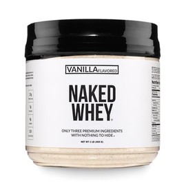 NAKED Vanilla Whey Protein 1Lb, Only 3 Ingredients, All Natural Grass Fed Whey Protein Powder + Vanilla + Coconut Sugar - NSF Certified, GMO-Free, Soy