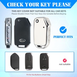 QBUC for KIA Key Fob Cover with keychian, Soft and Durable Key Cover TPU Car Key Holder Fit for Kia 2019-2023 Cerato Ceed Forte NIRO Sorento Seltos Soul Telluride 4 Buttons (S-WHITE)