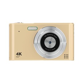 Juinteo Digital Camera, 1080p High Resolution, HD Recording, 2.4"" LCD, 16x Zoom, Built-In Flash, Anti-Shake Shooting, Slow-Motion, Time-Lapse, Metal Material, Wear and Fall Resistant (Gold)