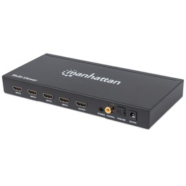 Manhattan 207881 1080p 4-Port HDMI Multiviewer Switch, Switch with Four Inputs on One Display, Video Bandwidth Amplifier, IR Remote Control, Black